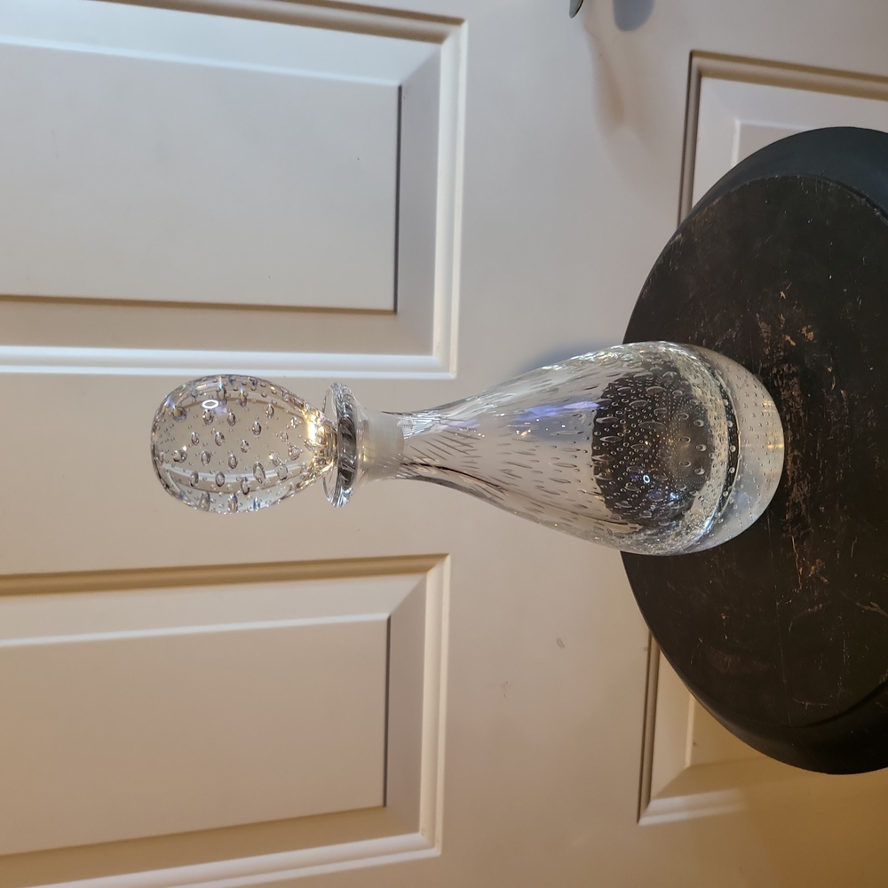 Controlled Bubble Murano Clear Mid-century Modern Decanter 11"×4.5"